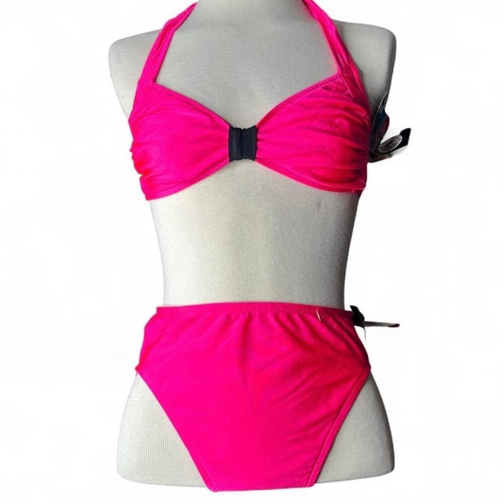 Vintage 80s/90s Bikini Swimwear Womens M/L Hot Pink NWT